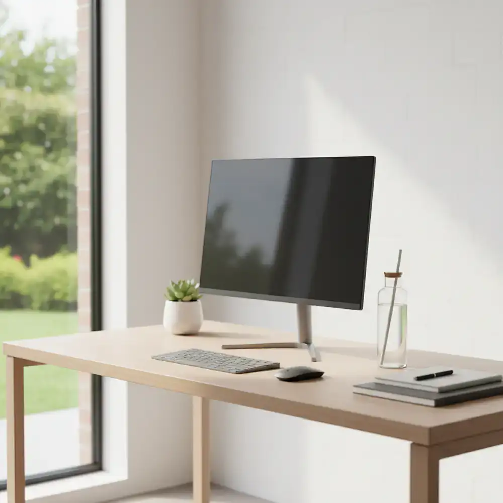 Clean modern desk space