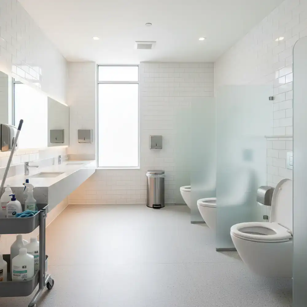 Sanitized commercial restroom